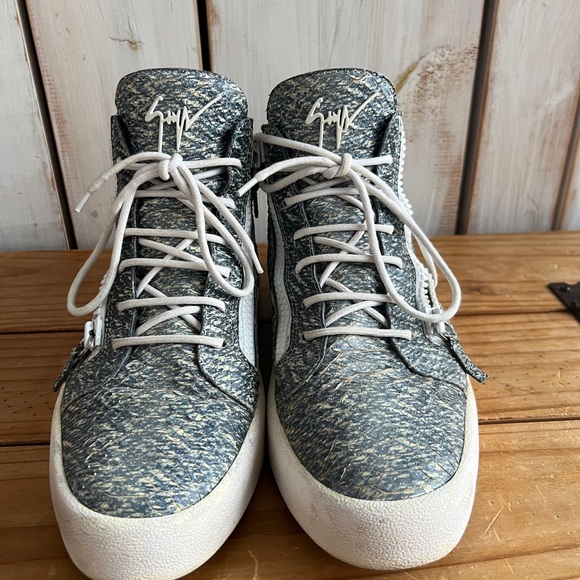 Giuseppe Zanotti Other - Giuseppe Zanotti Textured Leather High-Top Sneakers – Blue/Grey – EU 45
